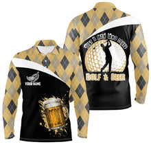 Load image into Gallery viewer, Just A Man Who Loves Golf & Beer Argyle Pattern Golf Polo Shirt Beer Golf Shirts For Men LDT0533