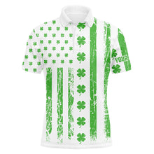 Load image into Gallery viewer, St Patrick's Day American Flag Mens Golf Polo Shirts Green Clover Patriotic Golf Tops For Men LDT1356