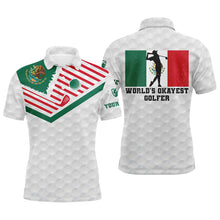Load image into Gallery viewer, Mexican Flag World's Okayest Golfer Custom White Polo Shirt Patriotic Golf Shirts For Men LDT0432