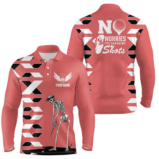 Mens Skull Golf Polo Shirts Personalized Pink Golf Shirts For Men, Halloween Golf Gifts LDT0241