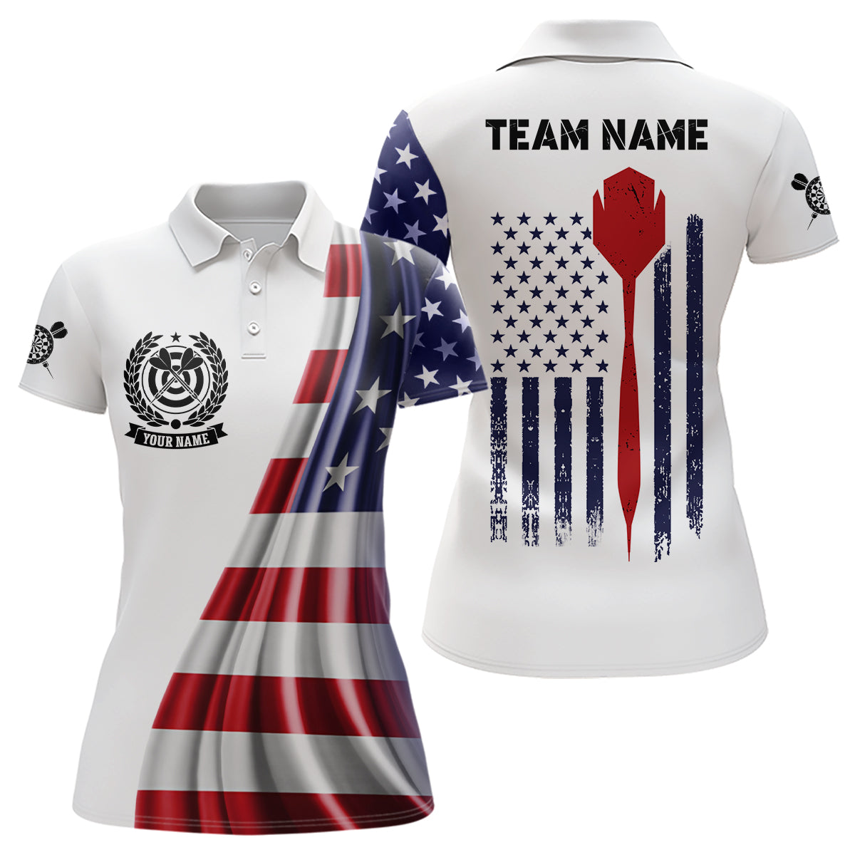 3D American Flag Darts Polo Shirt Custom Patriotic Darts Shirt For Women Dart Jerseys LDT1074