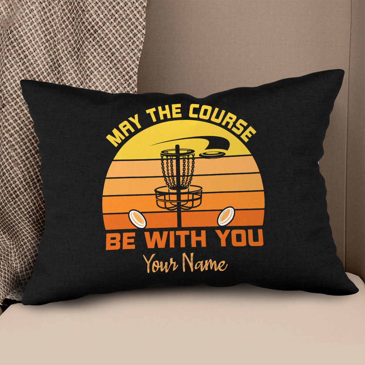 May The Course Be With You Disc Golf Pillow Personalized Disc Golf Gifts LDT1091