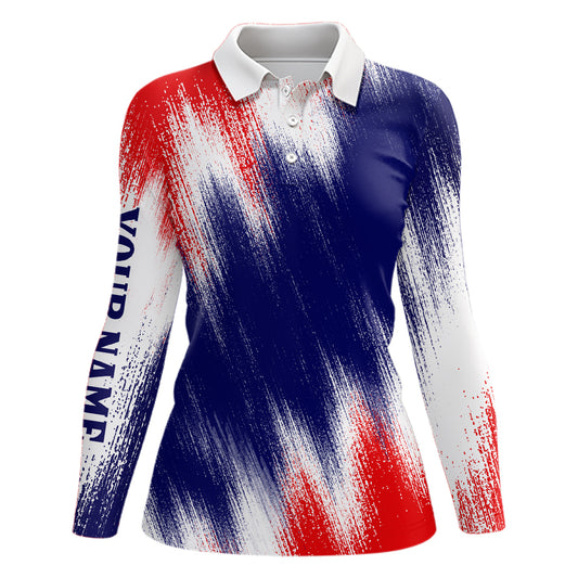 American Flag Womens Golf Polo Shirts Custom Patriotic Golf Shirts For Women Golfing Gifts LDT1344