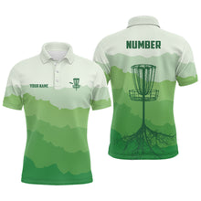 Load image into Gallery viewer, Green Sunset Customized Mens Disc Golf Polo Shirt Number Disc Golf Tops For Men Disc Golf Basket LDT1011