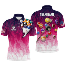 Load image into Gallery viewer, Personalized Pool Player Billiards 8 Ball Shirts For Men, Custom US Flag Billiard Team Jerseys VHM1184