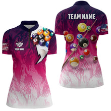 Load image into Gallery viewer, Personalized Pool Player Billiards 8 Ball Shirts For Women, Custom US Flag Billiard Team Jerseys VHM1184