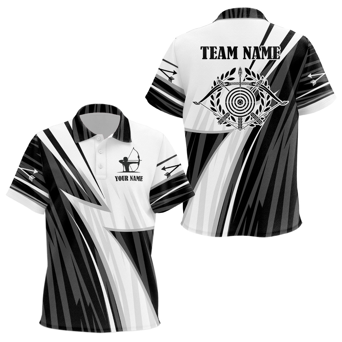 Personalized White Black Target Archery Polo Shirts For Kids, Custom Arrows Archery Team Shirts VHM0763