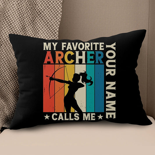 Customized Funny Archer Vintage Throw Pillow, Archery Decorative Pillows TDM0777