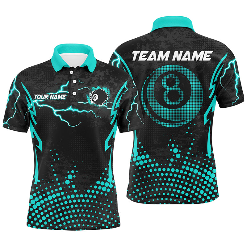 Personalized Turquoise 8 Ball Point Billiard Men Polo Shirt Best Custom Billiards Apparel Clothing TDM1524