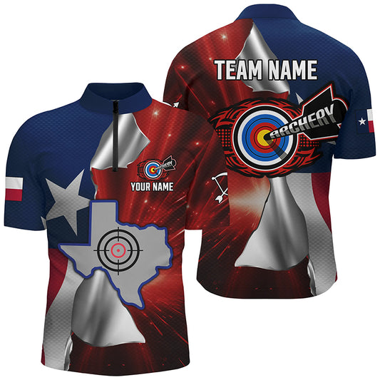 Personalized Texas Flag 3D Printed Men Archery Shirts, Best Patriotic Texas Archery Team Jerseys TDM1802