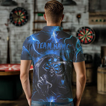 Load image into Gallery viewer, Personalized Blue Death Skeleton Custom Thunder Lightning Men Dart Shirts, 3D Darts Team Jerseys TDM3551