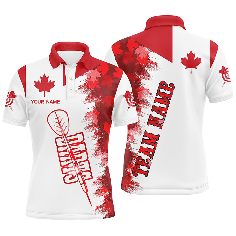 Personalized Darts Canada Flag Vintage Polo Shirts For Men Custom Patriotic Canadian Darts Shirts TDM1234