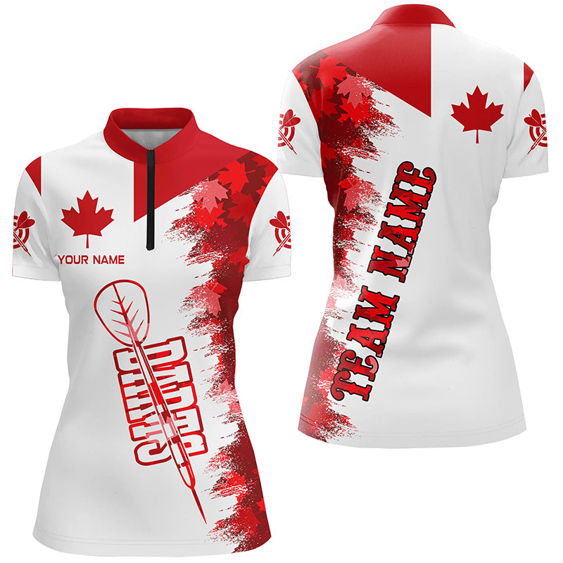 Personalized Darts Canada Flag Vintage Women Quarter-Zip Shirts Custom Canadian Darts Shirts TDM1234