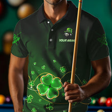 Load image into Gallery viewer, Personalized Funny Green Luckiest Shamrock Men Billiard Shirt Custom St Patrick Day Billiard Jersey TDM3426
