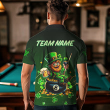 Load image into Gallery viewer, Personalized Funny Green Luckiest Shamrock Men Billiard Shirt Custom St Patrick Day Billiard Jersey TDM3426