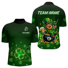 Load image into Gallery viewer, Personalized Funny Green Luckiest Shamrock Men Billiard Shirt Custom St Patrick Day Billiard Jersey TDM3426