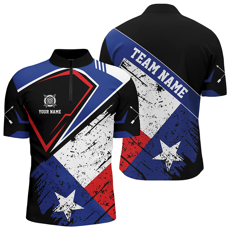 Personalized Archery Texas Flag Vintage Style Men Quarter-Zip Shirts, Texas Archery Shirts TDM0941
