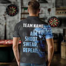 Load image into Gallery viewer, Funny Blue Camo Darts Skull Aim Shoot Swear Repeat Custom Dart Shirts For Men Darts Team Jerseys TDM3595