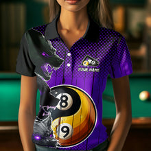 Load image into Gallery viewer, Funny Ying And Yang Eyes Of Wolf Billiard Shirts For Women Custom 8 & 9 Ball Billiard Jerseys |Purple TDM3598