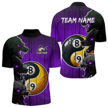 Load image into Gallery viewer, Funny Ying And Yang Eyes Of Wolf Billiard Shirts For Men Custom 8 & 9 Ball Billiard Jerseys |Purple TDM3598