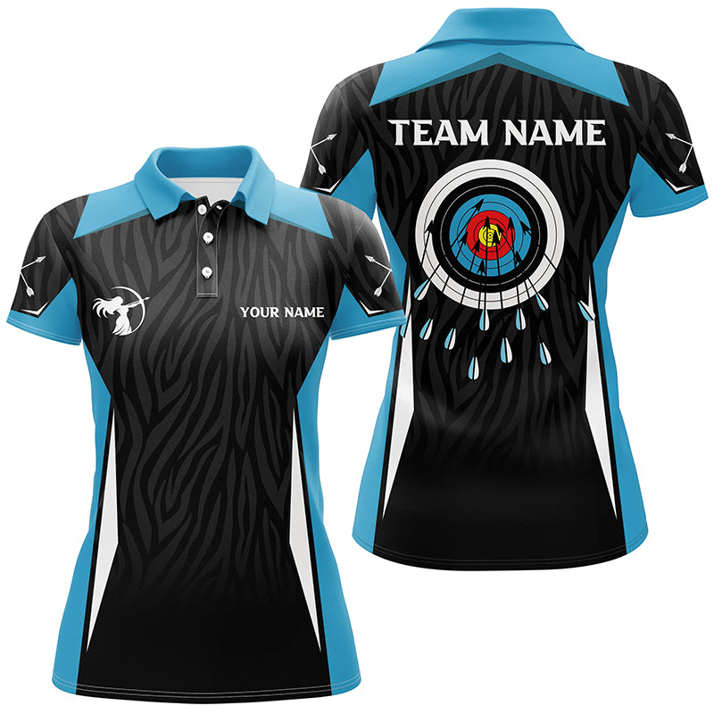 Personalized Blue Archery Jerseys Women Polo Shirts Custom 3D All Over Printed Archery Target Shirts TDM0607