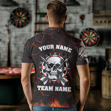 Load image into Gallery viewer, Personalized Red Glowing Fire Crack Skull Dart Shirts Custom Scary Dart Shirts For Men Dart Jersey TDM3267