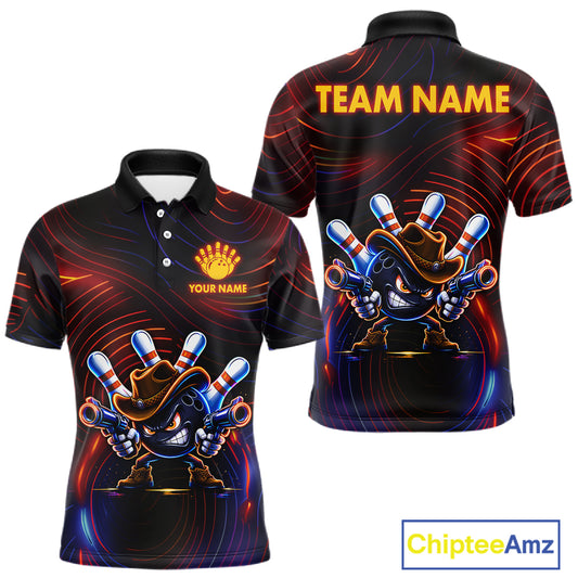 Funny Neon Bowling Jersey For Men Custom Bowling Shirt Polo & Quarter Zip, Bowling Team Outfit TDM6149