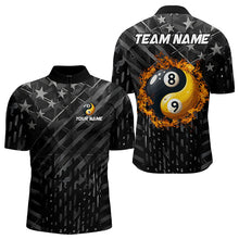 Load image into Gallery viewer, Black US Flag Ying And Yang 8 Ball & 9 Ball Custom Billiard Shirts For Men Funny Billiard Jerseys  TDM3357