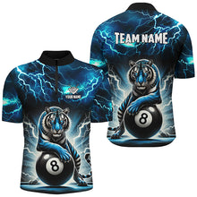 Load image into Gallery viewer, Lightning Thunder Tiger Custom Blue 8 Ball Pool Shirts For Men, Billiard Team League Jerseys TDM2419