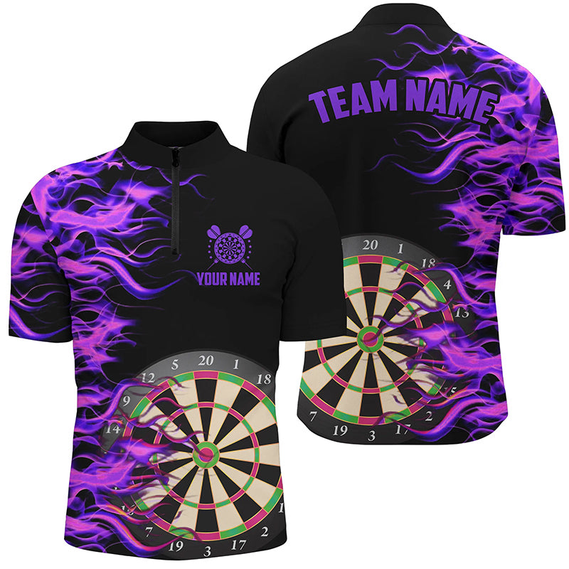 Purple Fire Flame Dart Board 3D Printed Men Darts Shirts Custom Team Name Darts Jerseys Uniform TDM1739