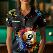 Load image into Gallery viewer, Funny 9 Ball Pool Colorful Paint Splash Custom Billiard Shirt For Women, Billiard Team Jersey | Black TDM3702