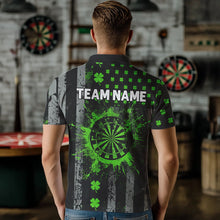 Load image into Gallery viewer, Green Grunge US Flag Luckiest Shamrock Patriotic Men Dart Shirt Custom St Patrick Day Dart Jersey TDM3448
