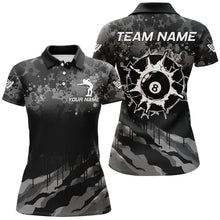Load image into Gallery viewer, Personalized Grunge Camo Billiard Shirts For Women, Funny 8 Ball Pool Team Shirts Billiard Jerseys TDM3250