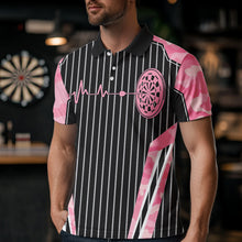 Load image into Gallery viewer, Pink Camo Dartboard Pulse Heartbeat Custom Men Dart Shirts, Funny Wings Cool Dart Team Jerseys TDM2787