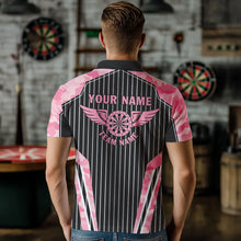 Load image into Gallery viewer, Pink Camo Dartboard Pulse Heartbeat Custom Men Dart Shirts, Funny Wings Cool Dart Team Jerseys TDM2787