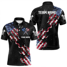 Load image into Gallery viewer, Customized Grunge US Flag Smoke Darts Polo & Quarter-Zip Shirts, Patriotic Darts Jerseys For Men TDM3455