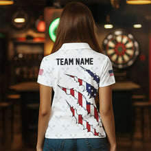 Load image into Gallery viewer, Personalized American Flag Darts Pattern Polo & Quarter-Zip Shirts For Women, Patriotic Darts Jerseys TDM1675