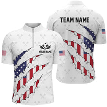 Load image into Gallery viewer, Personalized American Flag Darts Pattern Polo & Quarter-Zip Shirts For Men, Patriotic Darts Jerseys TDM1675