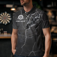 Load image into Gallery viewer, Personalized Skull Black Grunge Darts Polo And Quarter-Zip Shirts For Men Custom Darts Team Jerseys TDM2430