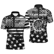 Load image into Gallery viewer, Custom Black Grunge US Flag Patriotic Darts Shirt For Men, Retro Darts Board Darts Team Jerseys TDM3155