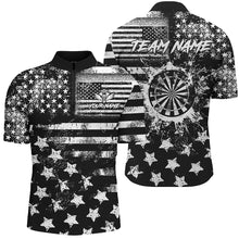 Load image into Gallery viewer, Custom Black Grunge US Flag Patriotic Darts Shirt For Men, Retro Darts Board Darts Team Jerseys TDM3155
