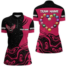 Load image into Gallery viewer, Personalized Funny Billiard Balls Heart Custom Women Polo & Quarter-Zip Shirts, Pink Billiard Jerseys TDM1767