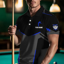 Load image into Gallery viewer, Billiard Jerseys For Men Custom Polo & Quarter-Zip Billiard Shirts, Team Pooler Short Sleeve |Blue TDM3385