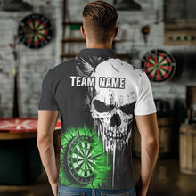 Load image into Gallery viewer, Personalized Grunge Skull Crack Wall Men Dart Shirts Custom Darts League Team Jerseys |Green TDM3699