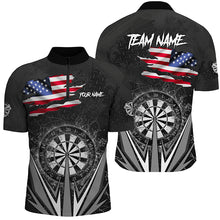 Load image into Gallery viewer, American Flag Darts Polo & Quarter-Zip Shirts For Men Custom Patriotic Black Darts Team Jerseys TDM2731