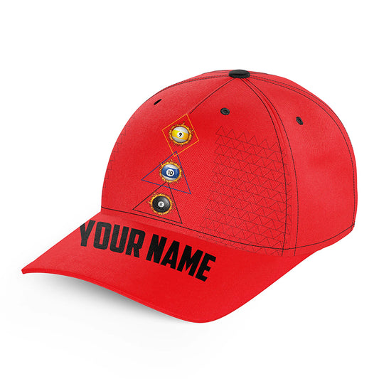 Custom 8 Ball 9 Ball & 10 Ball Billiard Hats For Pool Player, Top Hats Billiard Baseball Cap |Red TDM2253