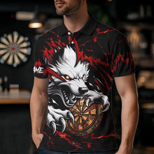 Load image into Gallery viewer, Personalized Wolf Lightning Darts Polo & Quarter Zip Custom Dart Shirts For Men Darts Jerseys |Red TDM3443