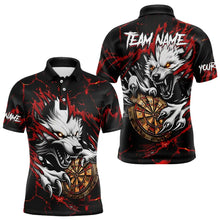 Load image into Gallery viewer, Personalized Wolf Lightning Darts Polo & Quarter Zip Custom Dart Shirts For Men Darts Jerseys |Red TDM3443