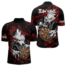 Load image into Gallery viewer, Personalized Wolf Lightning Darts Polo & Quarter Zip Custom Dart Shirts For Men Darts Jerseys |Red TDM3443