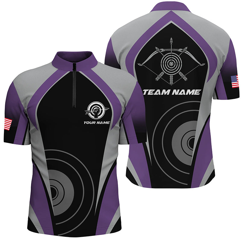 Personalized Purple Archery Jerseys Men Quarter-Zip Shirts Custom Archery Uniform For Team TDM1323